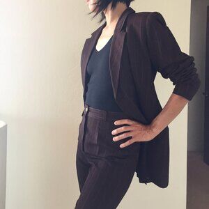 Vintage Future Ozbek Pinstripe Single Breasted Blazer and Pant Suit